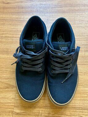 Vans Navy Blue Canvas Sneakers Gum Sole Men's 10